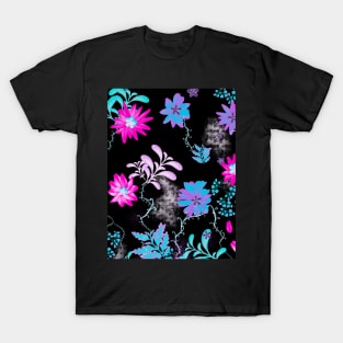 Flowers on Black T-Shirt